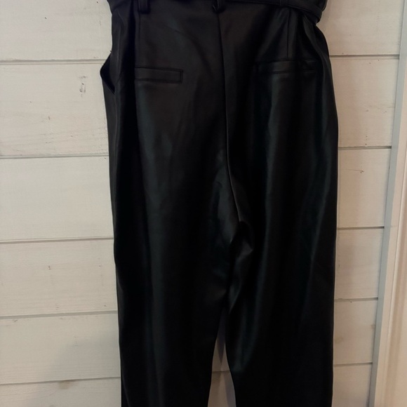 Lucy Paris Faux Leather Paperbag High Waist Ankle Pants Black - Picture 3 of 16